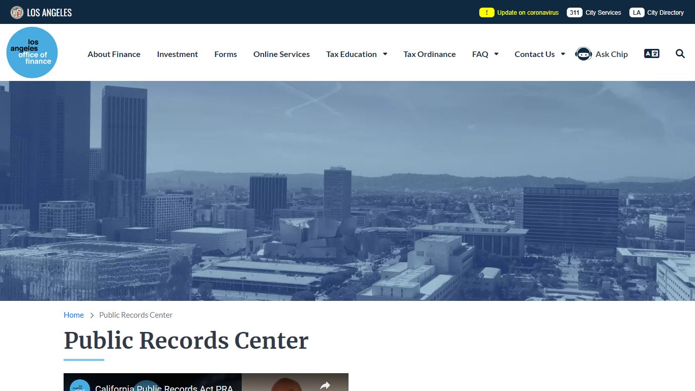 Public Records Center | Los Angeles Office of Finance