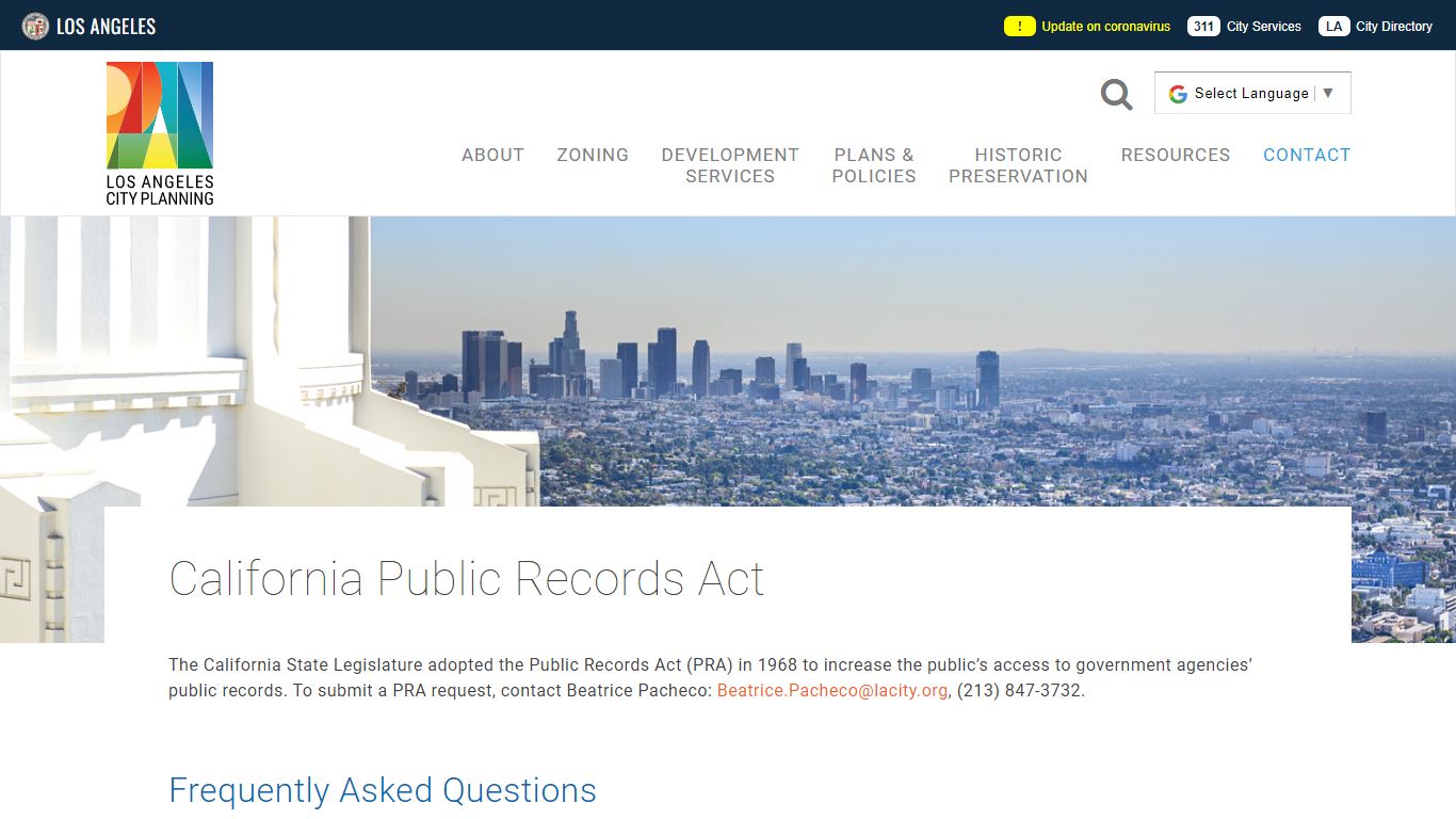 California Public Records Act | Los Angeles City Planning